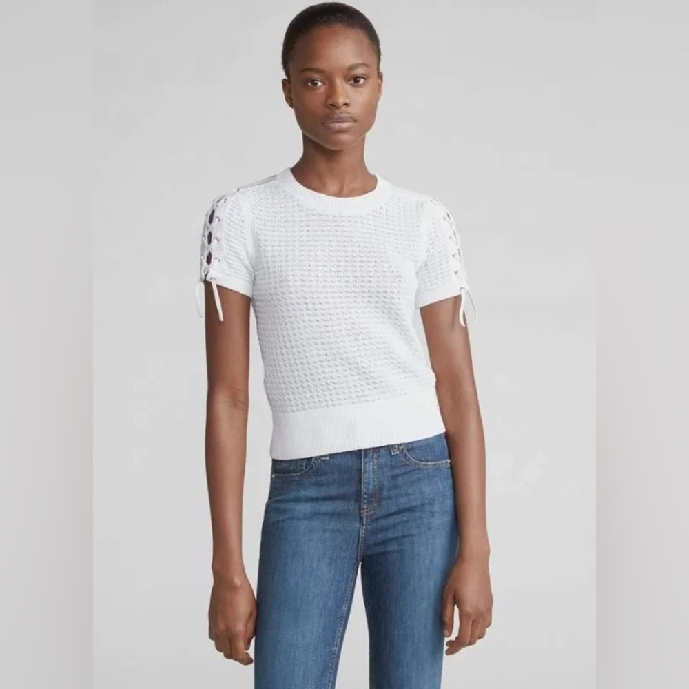 Rag & Bone Iona Crewneck Lace-Up Sleeve Sweater Knit Top size small
